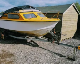 Shelley 1980's 16ft Solar Corsair with outboard for sale